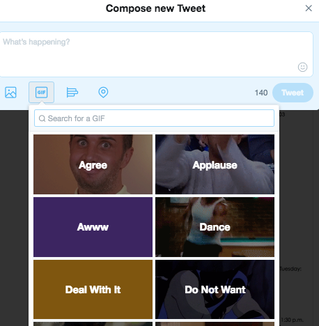 Twitter GIF Library search