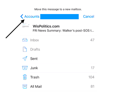 Moving an email in iOS