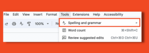 Using spell check in a google doc