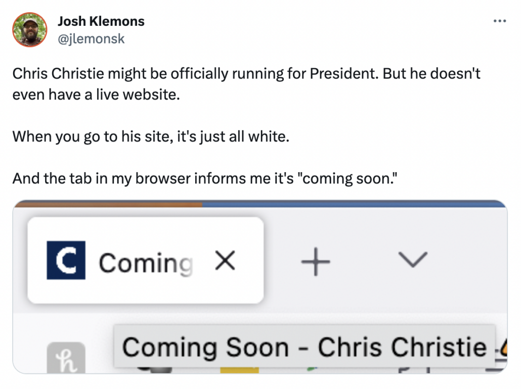 Chris Christie Website at Launch