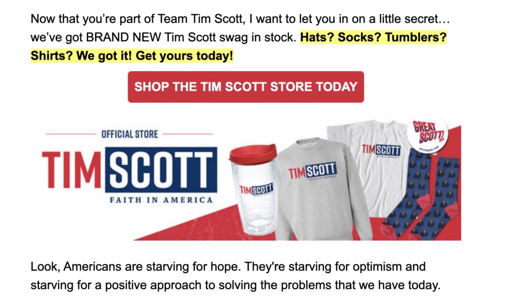 Tim Scott email graphics