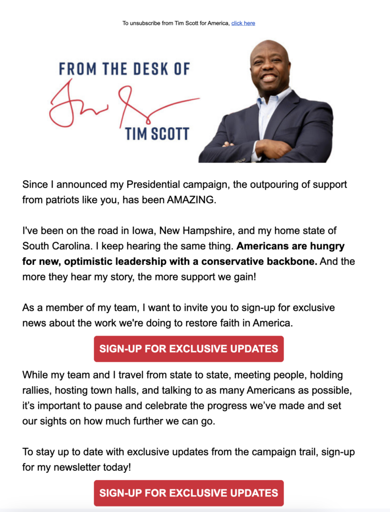 tim scott exclusive emails