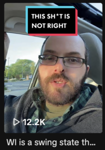 A screenshot of a tiktok I did talking about wisconsin's undemocratic maps